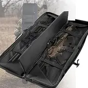 Rifle Bag, Gun Bag, Tactical Double Rifle Gun Case - Soft Range Bag - Room for Two Rifles, Shotguns, and Storage for Pistols, Tactical Range Bag with Locking Zippers,Black-46in