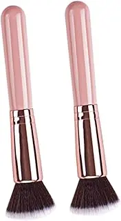 FRCOLOR 2Pcs Dense Foundation Brush Professional Makeup Tool with Sturdy Handle for Liquid and Powder Cosmetics Lightweight Pink Brush for Easy Application and Blending