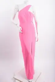 Aidan Mattox Womans One Shoulder Dress Crepe Gown Long US 8 EUR 40 Neon Pink NWT