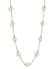Nadri Imitation Pearl Station Necklace, 16