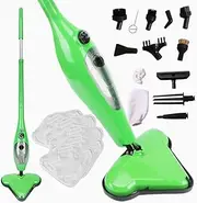 EHOME Handheld Steam Mop 1300W 400ml Water Capacity 12-in-1 Multiple Function Cleaner Steamer for Floor Carpet Window Green