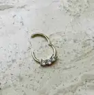 3 Natural Diamond Daith Clicker Daith Piercing Helix Septum Clicker 14K Gold
