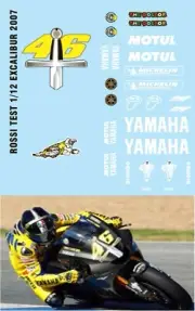 1/12 Decals for YAMAHA M1 TEST BIKE 1/12 2007 DECALS TB DECAL TBD6