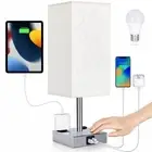 Bedside Lamp with USB Ports - Touch Control Table Lamp for Bedroom with USB C...