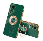 Compatible with Xiaomi 12 Lite Case with Ring Stand Plating Dark green