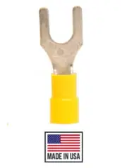 (100) Yellow Vinyl 10-12 AWG Spade Fork Wire Connector Terminal 1/4" Stud USA