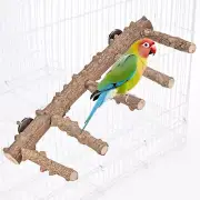 Bird Parrot Ladder Perch for Cage, Nature Wooden Bird Bridge, Exercise Stands Pa