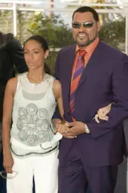 Laurence Fishburne Jada Pinkett Smith at premiere of The Matrix Re- Old Photo