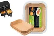 Air Fryer Papers Liner Disposable Rectangle Papers Liner for Kitchen Party-Wood color