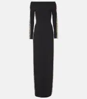 [Jenny Packham] Jenny Packham Charisma embellished crêpe gown AU 10 black