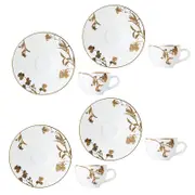 Bernardaud Vegetal Or Espresso Cup & Saucer, Set of 4