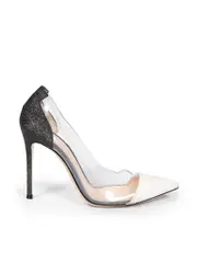Glitter Plexi Pointed Toe Heels