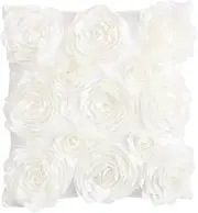 Luxshiny Pillow Cover Throw Pillow Case Decorative Pillow Cases Satin Pillowcase Square Pillow Cases Rose Pillow Case Rose Square Pillowcase Throw Pillow Cushion Pillowcases White