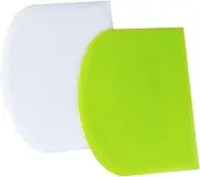 LUTER 2pcs 12x9.5cm/4.72x3.74'' Dough Scraper Plastic Pastry Cutter Bowl Scrapers Dough Bread Cutters for Cake Decorating Baking (Green, White)