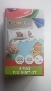 NEW Cocomelon Full Size Sheet Set Microfiber Incl Fitted, Flat and 2 Pillowcases