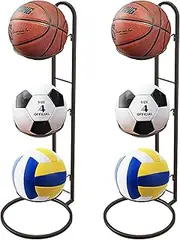 2pcs Basketball Ball Storage Racks, Durable 3 Tier Cube Ball Storage Holder, Removable Garage Ball Organizer, Vertical Sports Display Stand for Volleyball Football Basketball Soccer 25 * 71cm ﻿