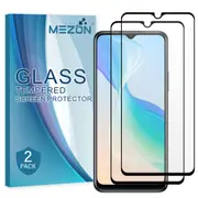 [2 Pack] Full Coverage Realme C21 Tempered Glass Crystal Clear Premium 9H HD Screen Protector by MEZON (Realme C21, 9H Full)