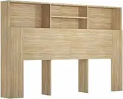 vidaXL Headboard Cabinet Indoor Wall Bed Bookcase Backboard Home Bedroom Organiser Storage Shelf Rack Furniture Sonoma Oak 160x19x103.5 cm