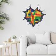 beinkmake Builder Blocks Wall Decals Stickers Removable Bathroom Wall Art Decor Peel and Stick Murals for Nursery Bedroom Living Room Classroom Cars Decorations