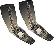 [FHEDVBN] Paris Tower Arm Sleeves Compression Arm Covers for Men Women Outdoor Sun Sleeves Cooling Sports Sleeve, Black