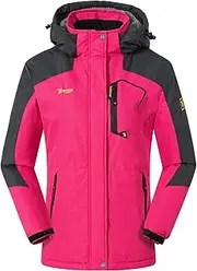 [TBMPOY] Womens Waterproof Ski Snow Jackets Warm Winter Coats Fleece Lined Hooded Rain Windbreaker Jacket for Snowboarding