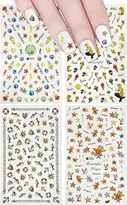 Allydrew Art Set Under The Under The Sea Mermaid Nail Stickers (4 Sheets)