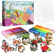 GWHOLE 48 Colors 2.6mm Fuse Beads Kit 24000 PCS Craft Kit Ironing Beads with Ironing Paper Beads Pegboards and Tweezers for DIY Arts and Crafts
