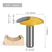 1/2" Shank 1 Pcs Bowl Router Bit - Radius: 1.65", Diameter: 1-3/4"