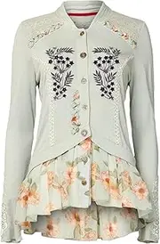 [Joe Browns] Women's Floral Embroidered Button Through Jersey Top Shirt