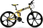 Foldable Mountain Bikes, Hardtail Mountain Bicycle 24/26 Inches with Kettle Frame Adjustable Seat High-Carbon Steel for Women, Men, Girls, Boys,24-sta