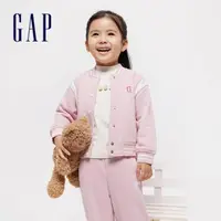 在飛比找momo購物網優惠-【GAP】女幼童裝 Logo小熊印花立領棒球外套-粉紅色(8