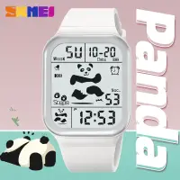 在飛比找蝦皮購物優惠-樂卡 Skmei時尚簡約創意熊貓電子錶男女情侶對錶夜光顯示學