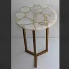 White Quartz Console Side Table Top, Natural Quartz Agate End Table Top Decor
