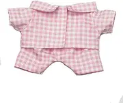 20cm Plush Doll Clothes Plushie Clothes Plaid Shirt Pajamas for 7.8 inches Doll Clothing (Pink)