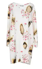 AW16 MOSCHINO COUTURE Jeremy Scott BURNT EFFECT FLORAL WHITE RAYON DRESS