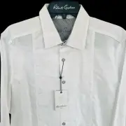 Robert Graham Clarion Embroidered Sport Shirt White Classic Fit Size Medium $348