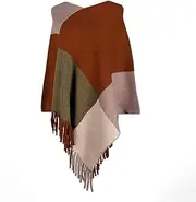 [generic] Women Poncho Cape Asymmetric Knit Shawl Wrap Pullover