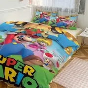 Bed Sheets g277 Mario Print Bedding Set Pattern Duvet Cove Set 3 Pieces 1 Quilt Cover And 2 Pillowcases for Women Men Teens tq277 Bed Sheets
