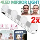 LED Vanity Mirror Lights Make Up Light 4 LED Bulbs Portable Cosmetic Mirror AU