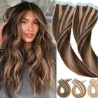 Tape In 100% Real Thick Human Hair Extensions Skin Weft Full Head Highlight 150g