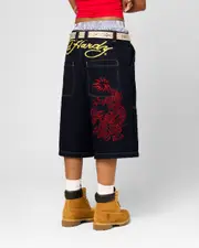 [ED HARDY] Ed Hardy Dragon Jorts Indigo - Size 28 28 Indigo