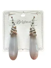 Brighton Neptune's Rings Pyramid Earrings- Agate stone- gray colors -crystals