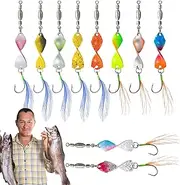 Wscwl Trout Spoons Fishing Lures | 10X Spinner Swimbait with Hook and Feather - Fishing Gear, Artificial Trout Lures for Bass Walleye Crappie