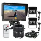 7" Monitor 2x CCD Reversing Rear View Camera 4 Pin Spring Cable Trailer Caravan