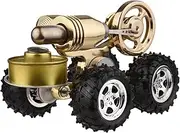 Stirling Engine Kit Electricity Generator Hot Air Car Motor Model Physical Generator Model with Flywheel Design Science Experiment DIY Education Toy for Teacher Adults Kids School Office Decor