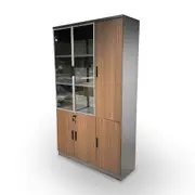 RYE Glass Door Display Filing Cabinet Brown Walnut