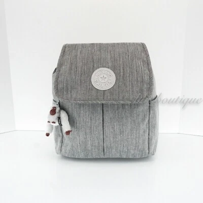 NWT Kipling KI1062 Rowan Drawstring Bag Travel Backpack Polyester Shaded Grey