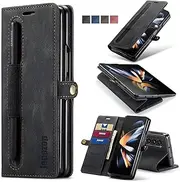 Samsung Galaxy Z Fold 4 Case,Galaxy Z Fold 4 Wallet Case with S Pen Holder Card Holder RFID Blocking Kickstand Magnetic,Leather Flip Case Wallet for Galaxy Z Fold 4 5G 7.6 Inch(2022) (Black)
