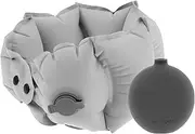 Inflatable 360° Support Airplane with Inflatable Pot Reduce Fatigue Headrest Ergonomic Neck Headrest for Office Car Camping(Light Grey)