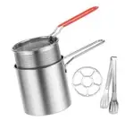 Deep Frying Pot Stainless Steel Deep Fryer with Strainer Basket and Riveted Hand